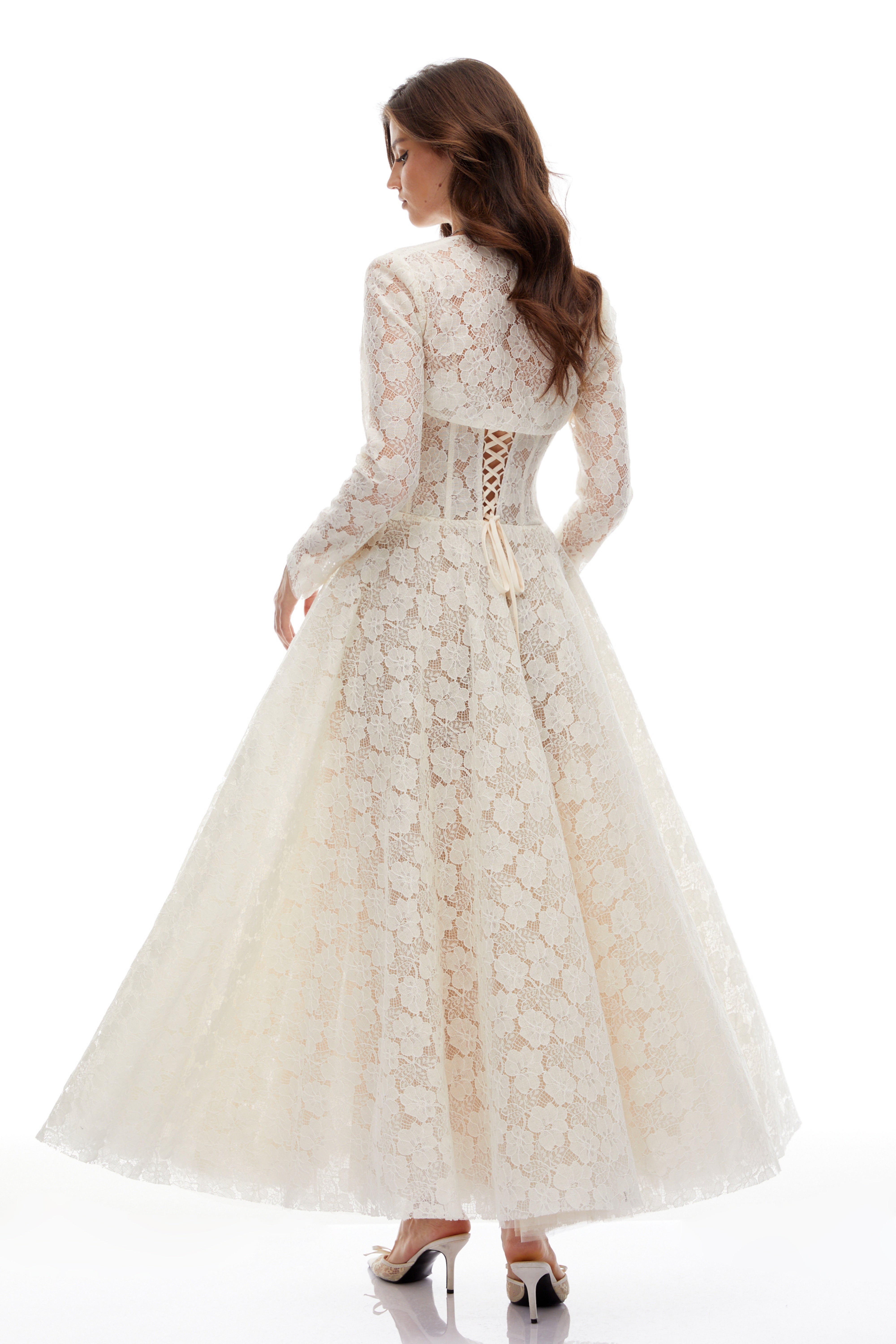 فستان دانتيل زهري