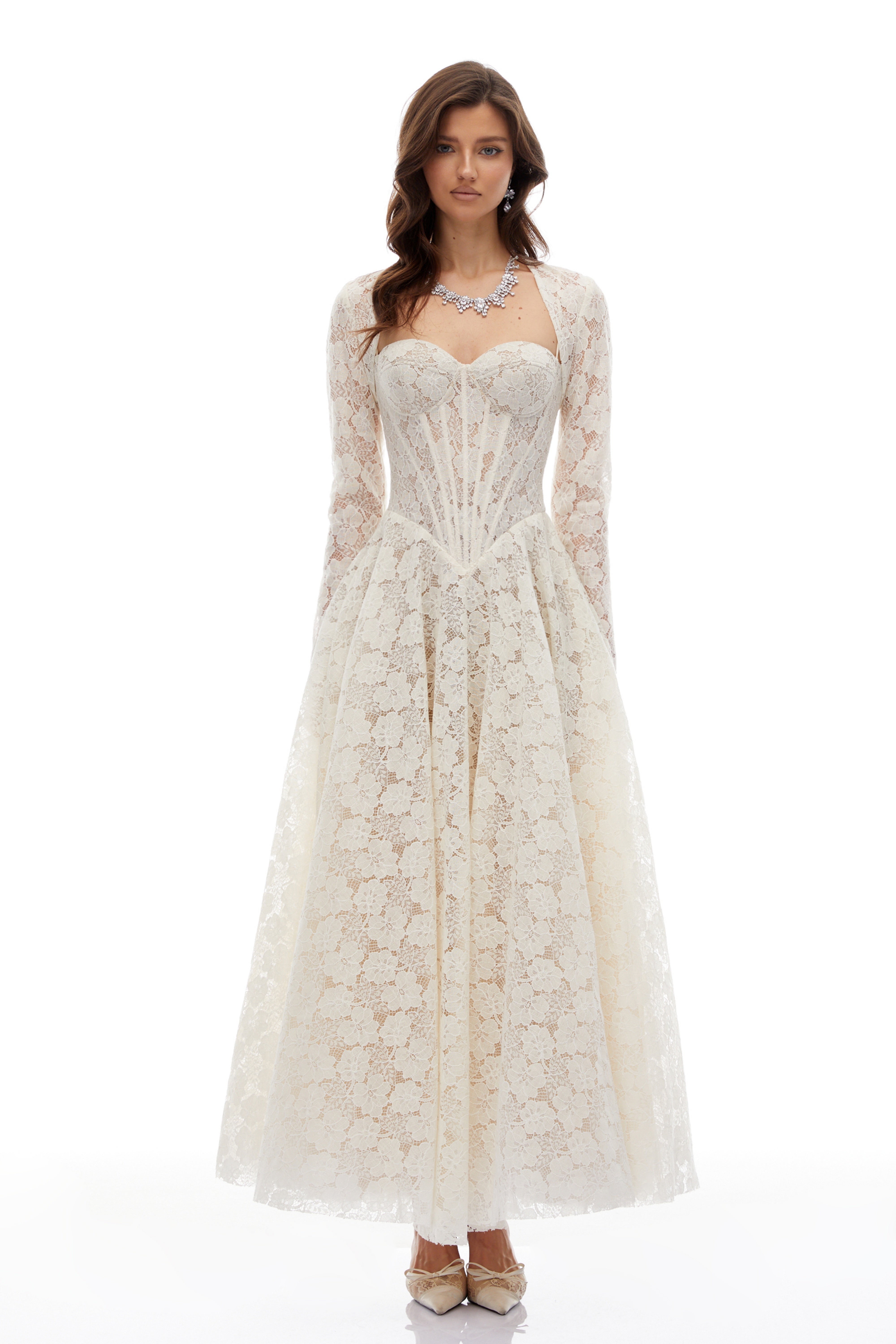 فستان دانتيل زهري