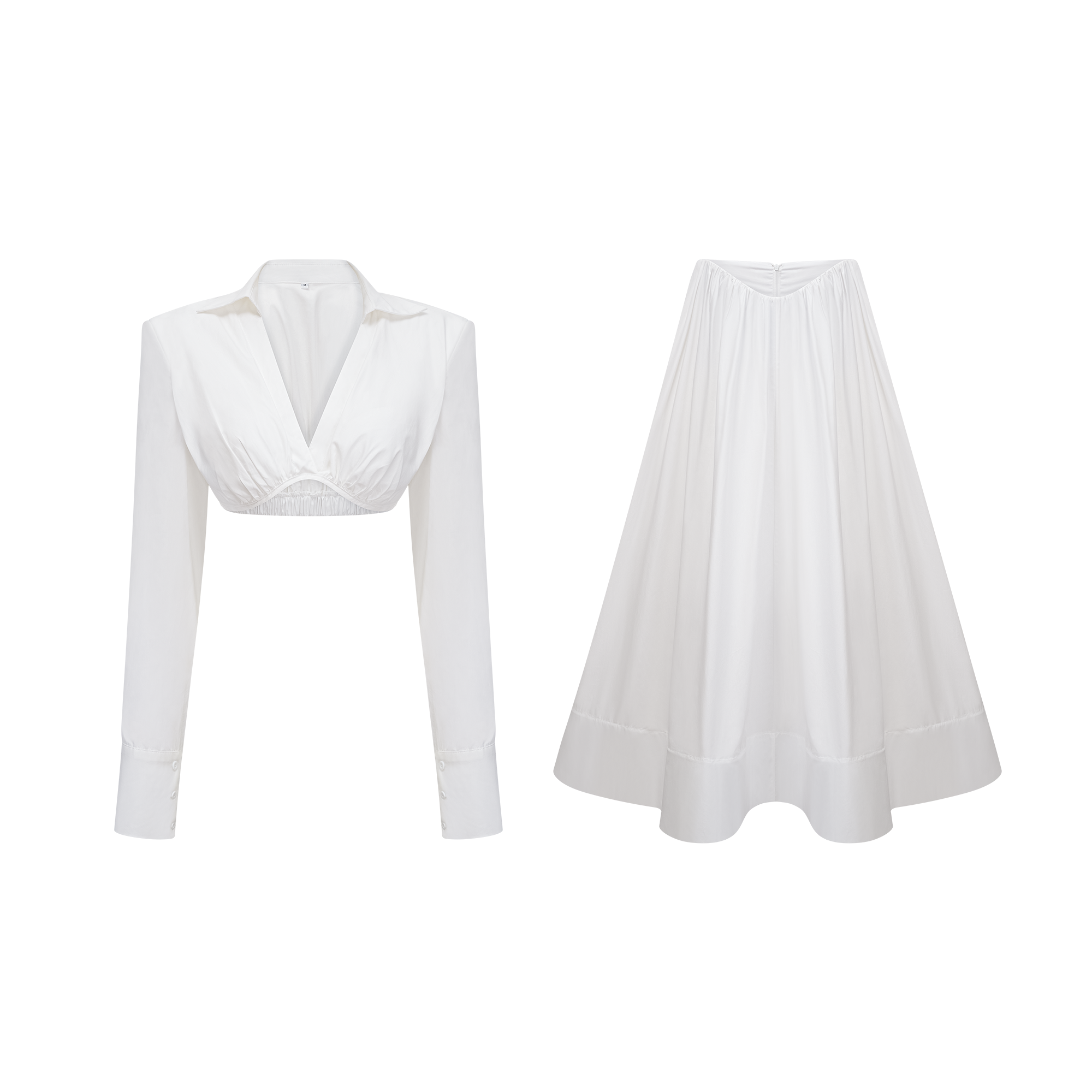 طقم قميص وتنورة كاترينا أبيض مزركش