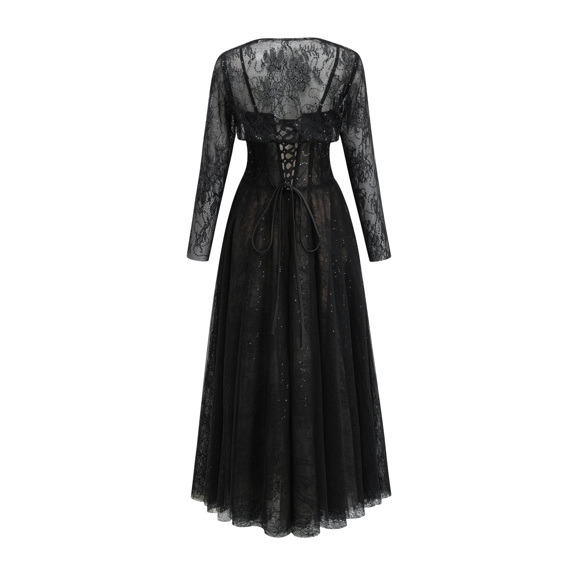 فستان طويل من الدانتيل مع مشد من Celina