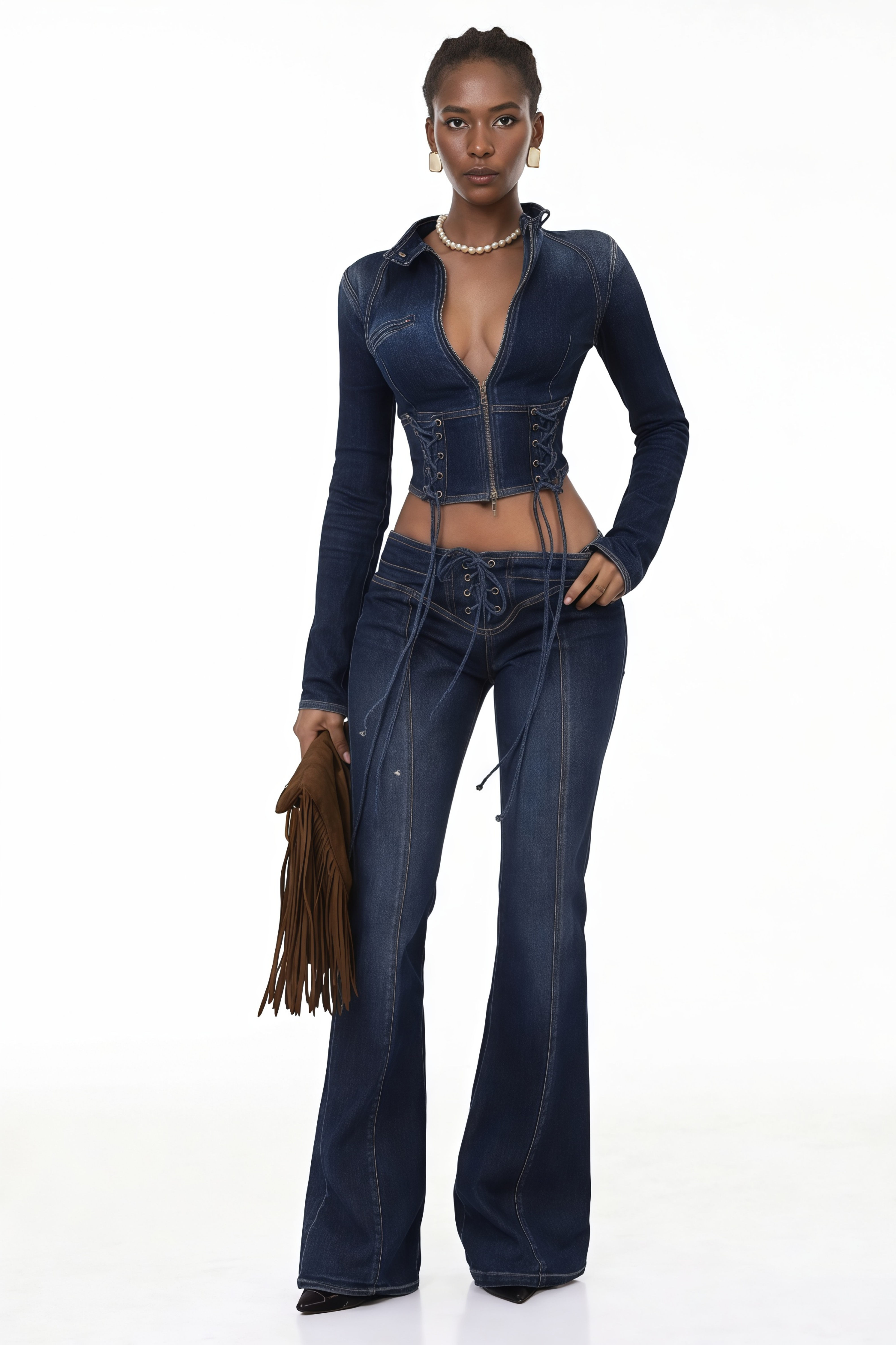 طقم كيونا إنديغو بلو دنيم لانس أب كوورد