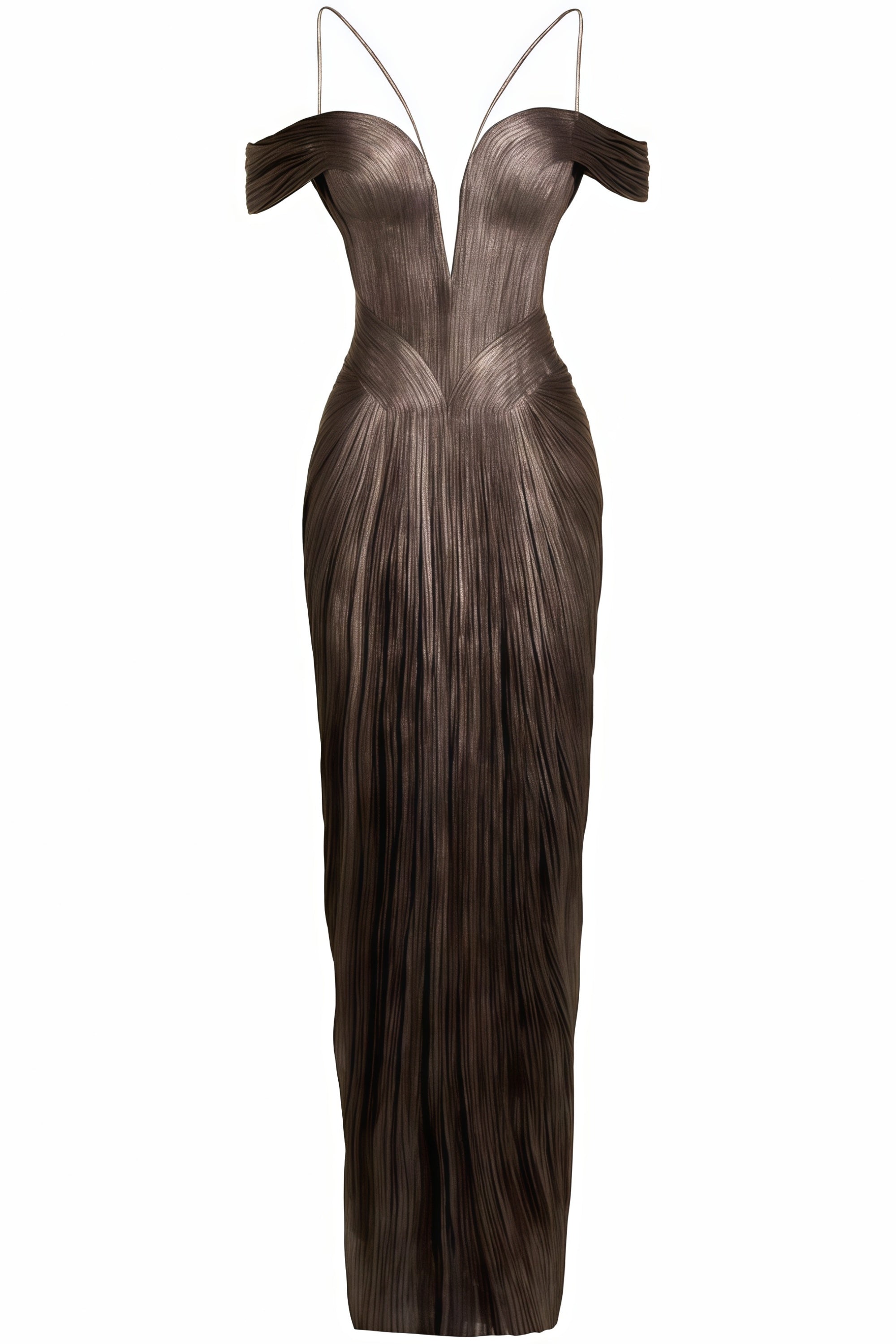 فستان بكتفين مكشوفين وطبقات