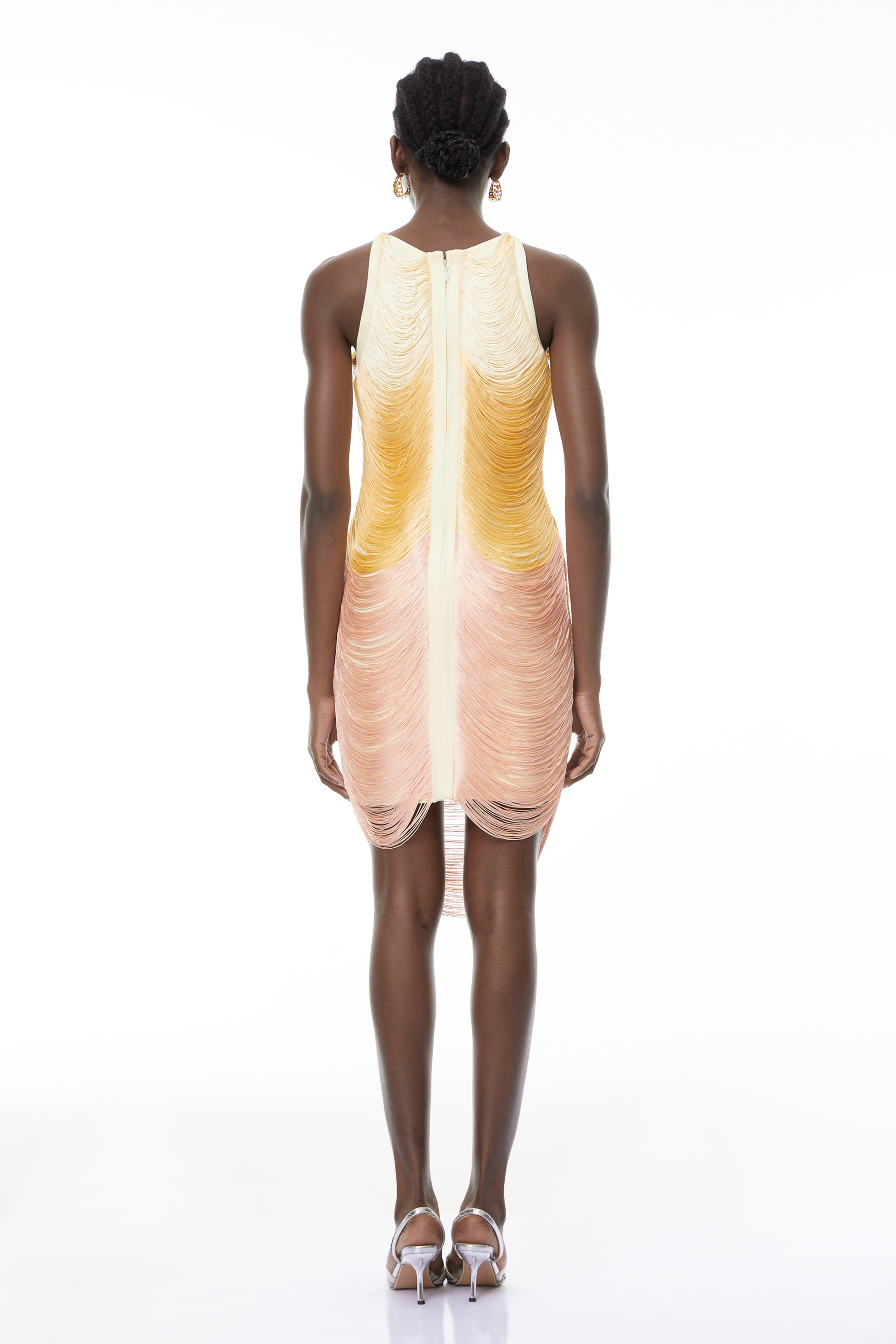 فستان قصير أصفر أومبير من Ondine