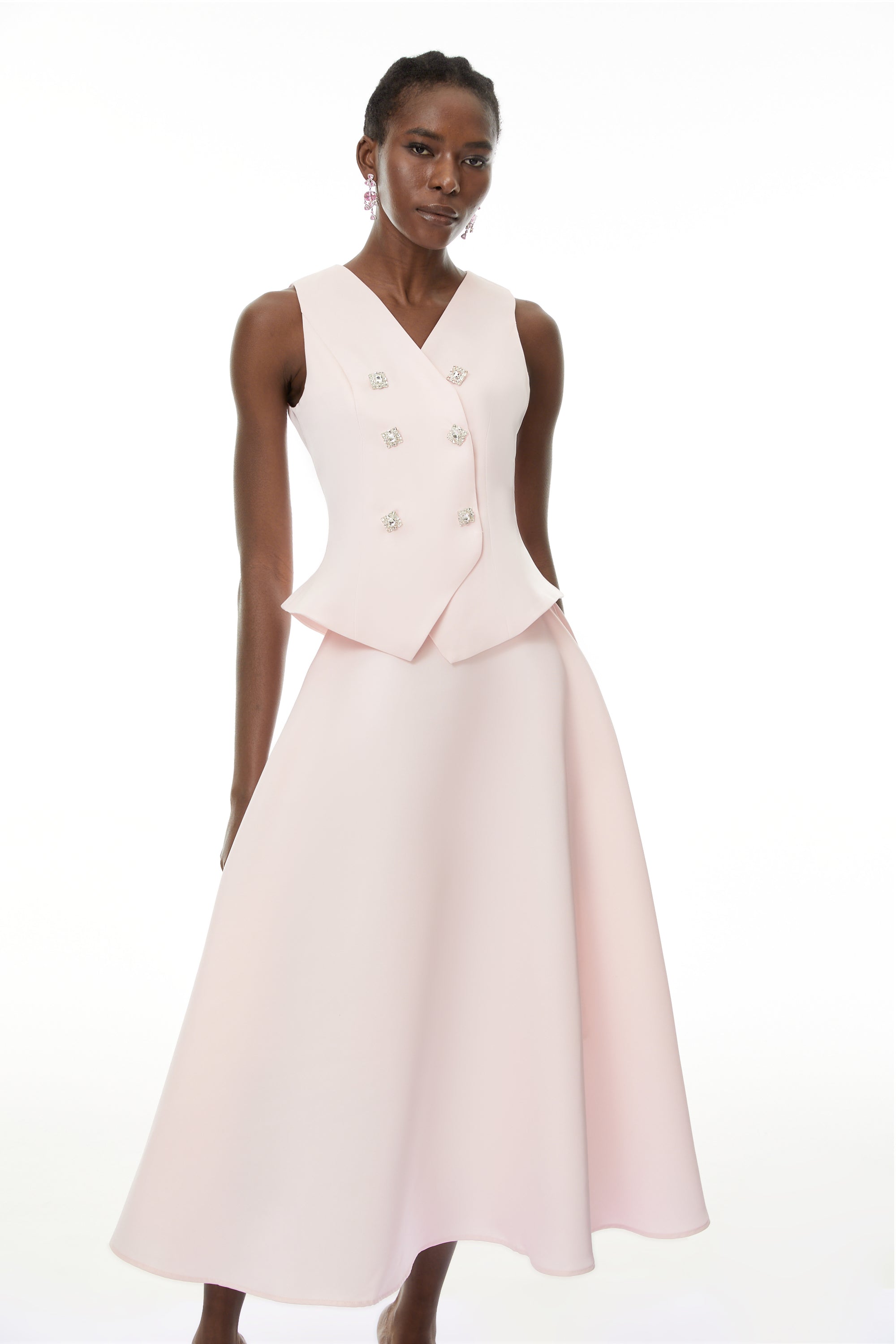 طقم بلوزة وتنورة مزينة باللون الوردي Wilhelmine