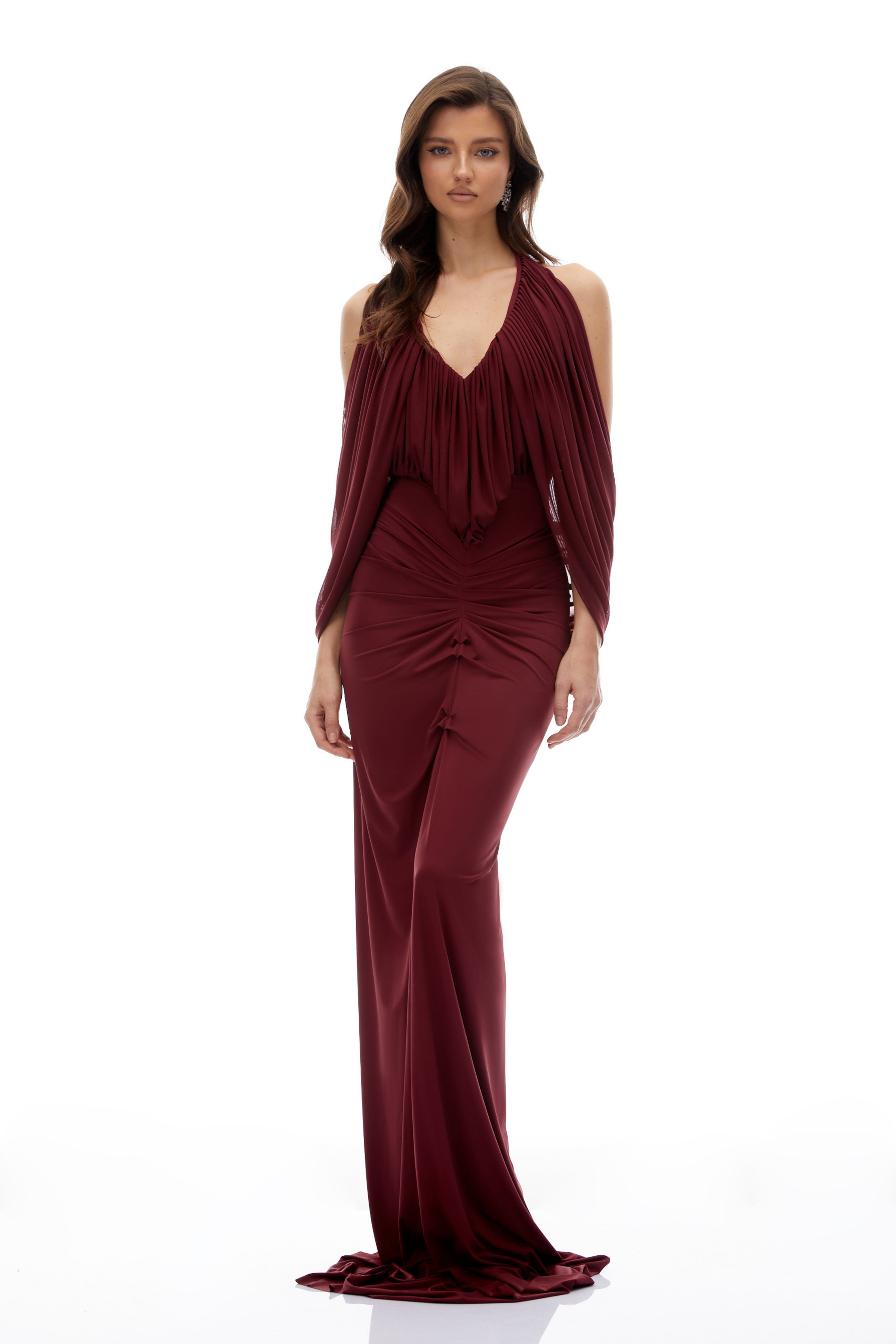 فستان ماكسي طويل بكتفين مكشوفين من Eléa Red