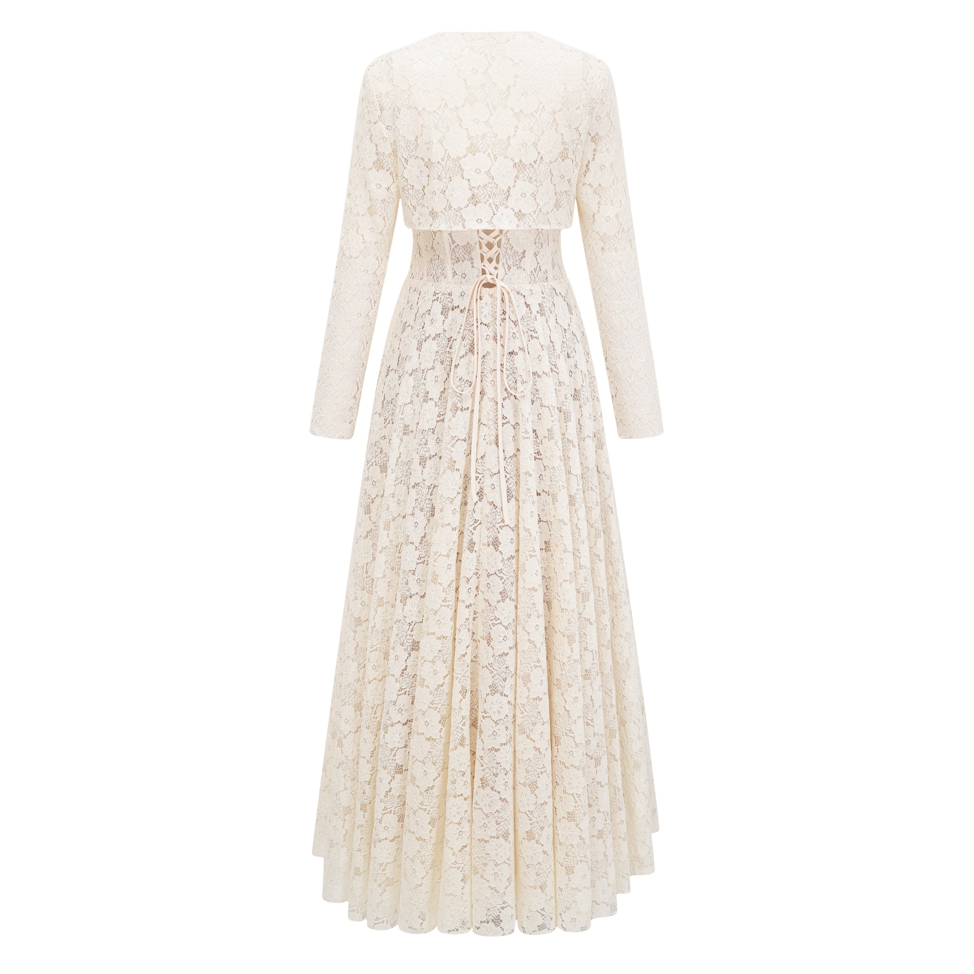 فستان ماكسي كورسيه من الدانتيل الأبيض من Celina