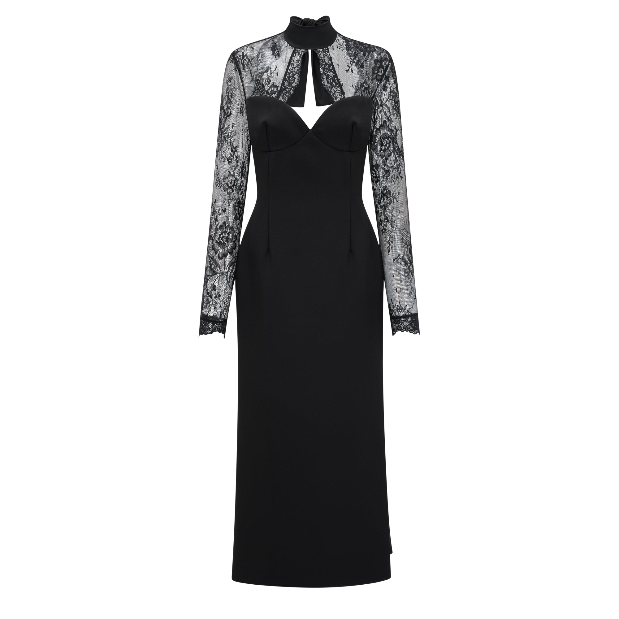 فستان طويل من Quitterie بقطعة من الدانتيل الأسود