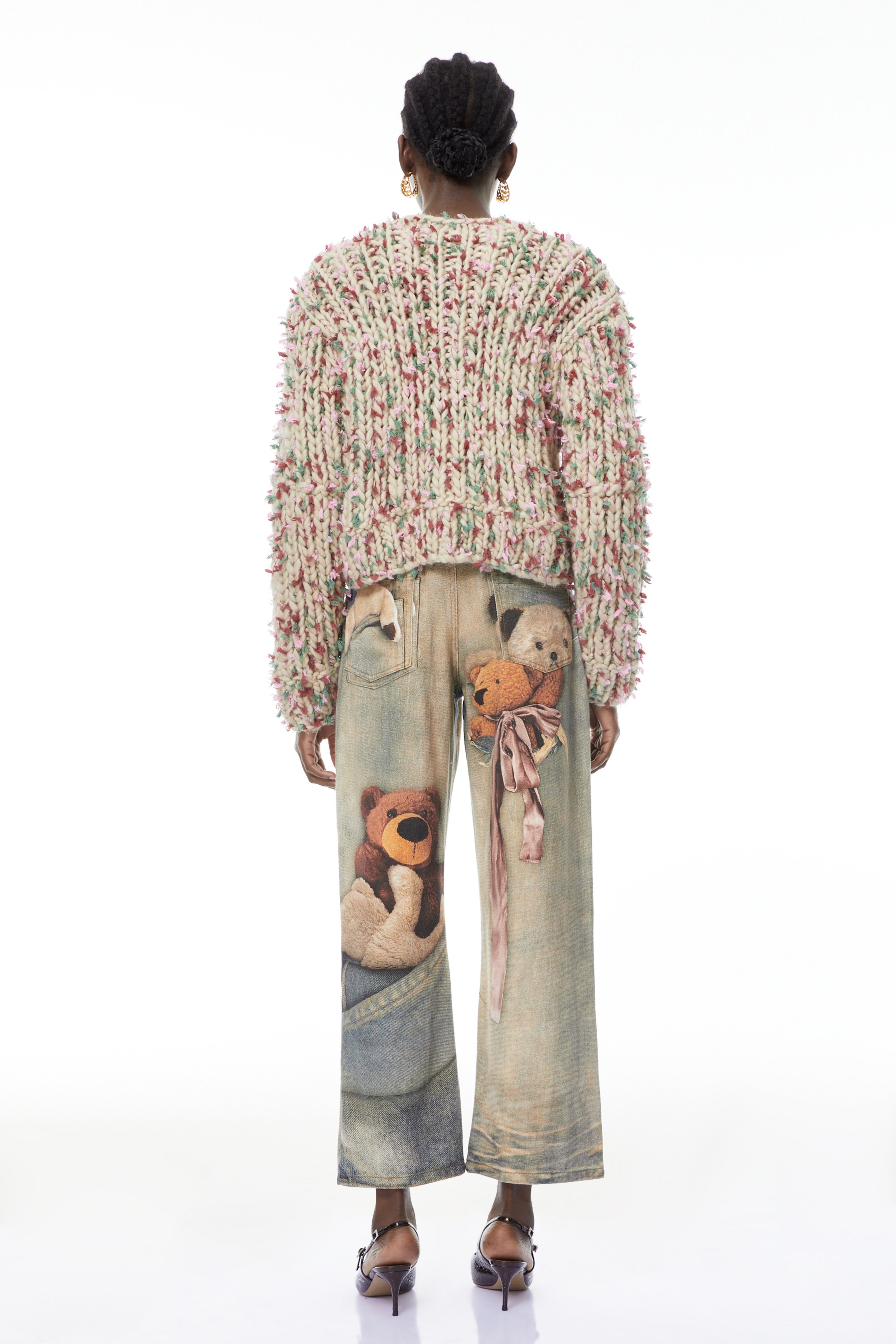 بنطلون جينز أزرق من Franziska مزين بطبعة دب