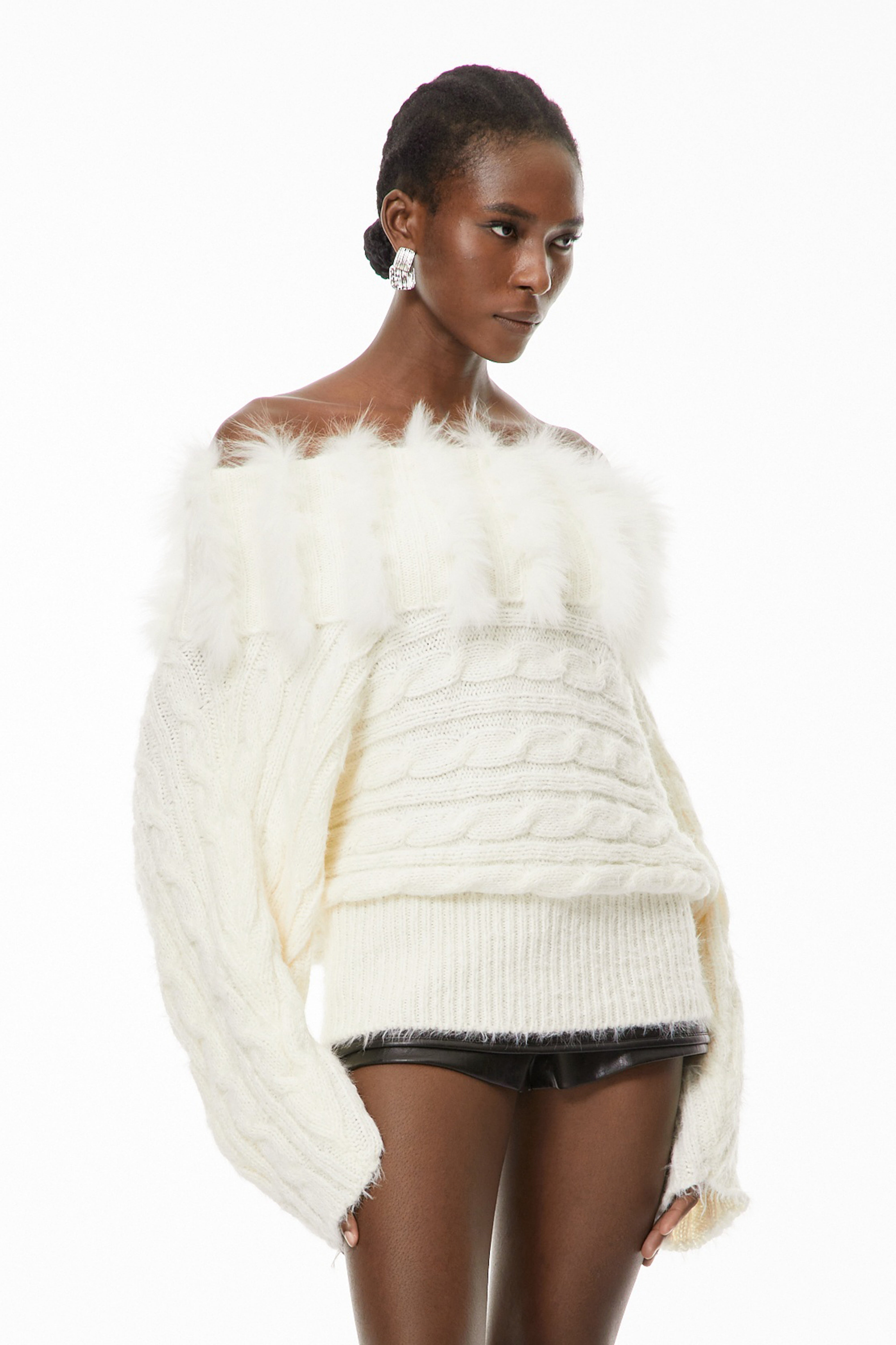 سترة منسوجة من نسيج مضلع مطاطي من هادلي وايت