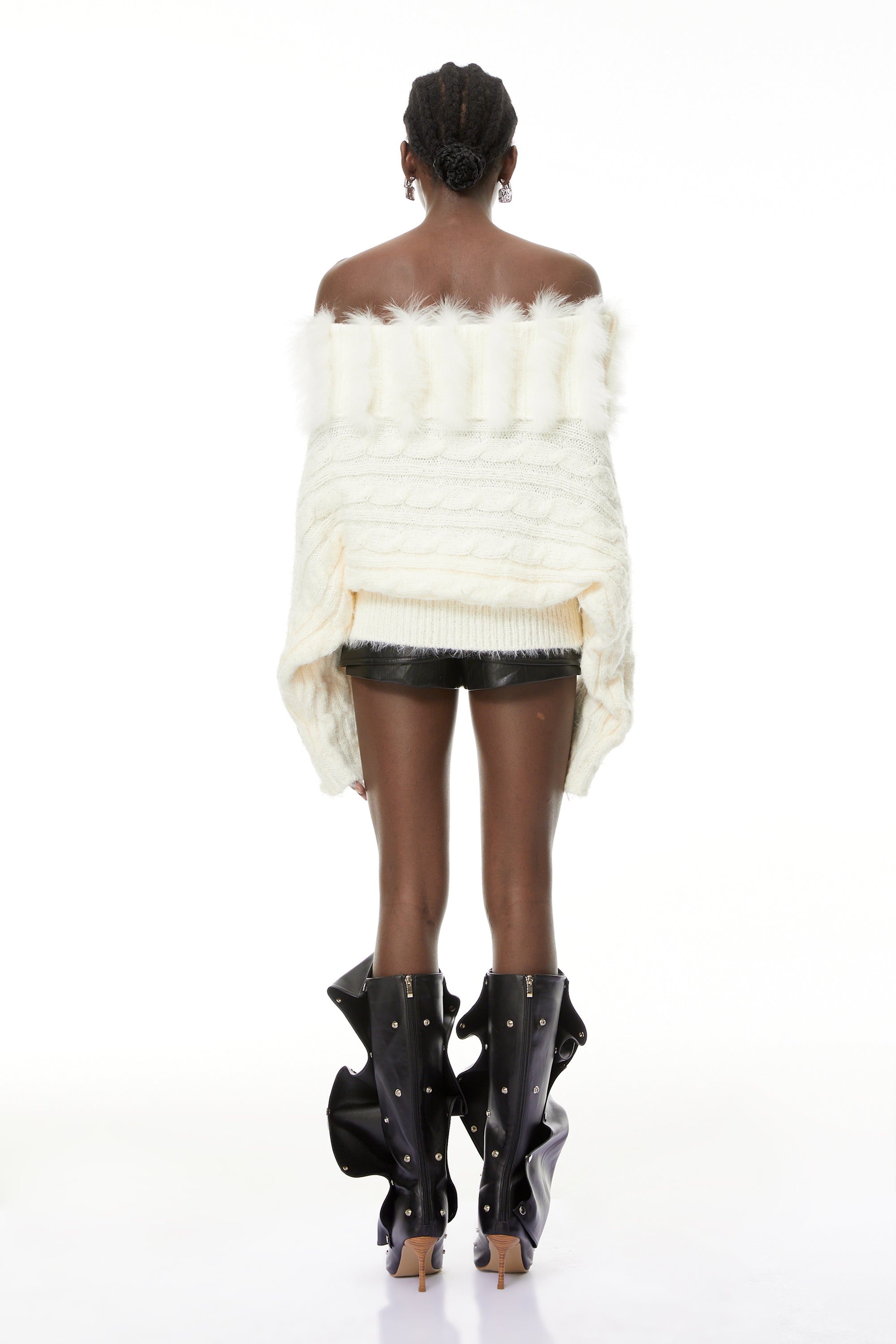 سترة منسوجة من نسيج مضلع مطاطي من هادلي وايت