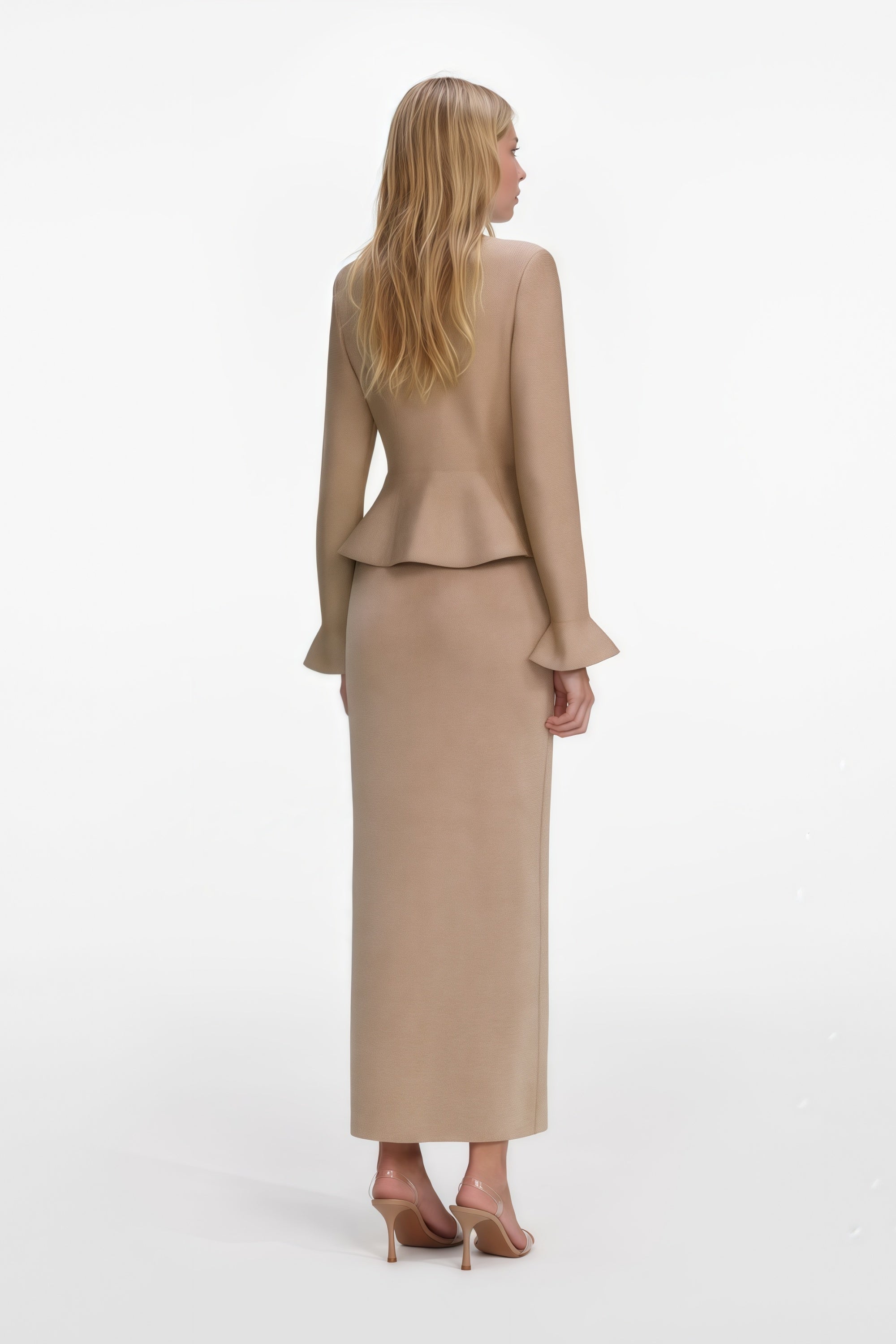 فستان ميدي منسوج مزين بالكريستال الذهبي من Kayla